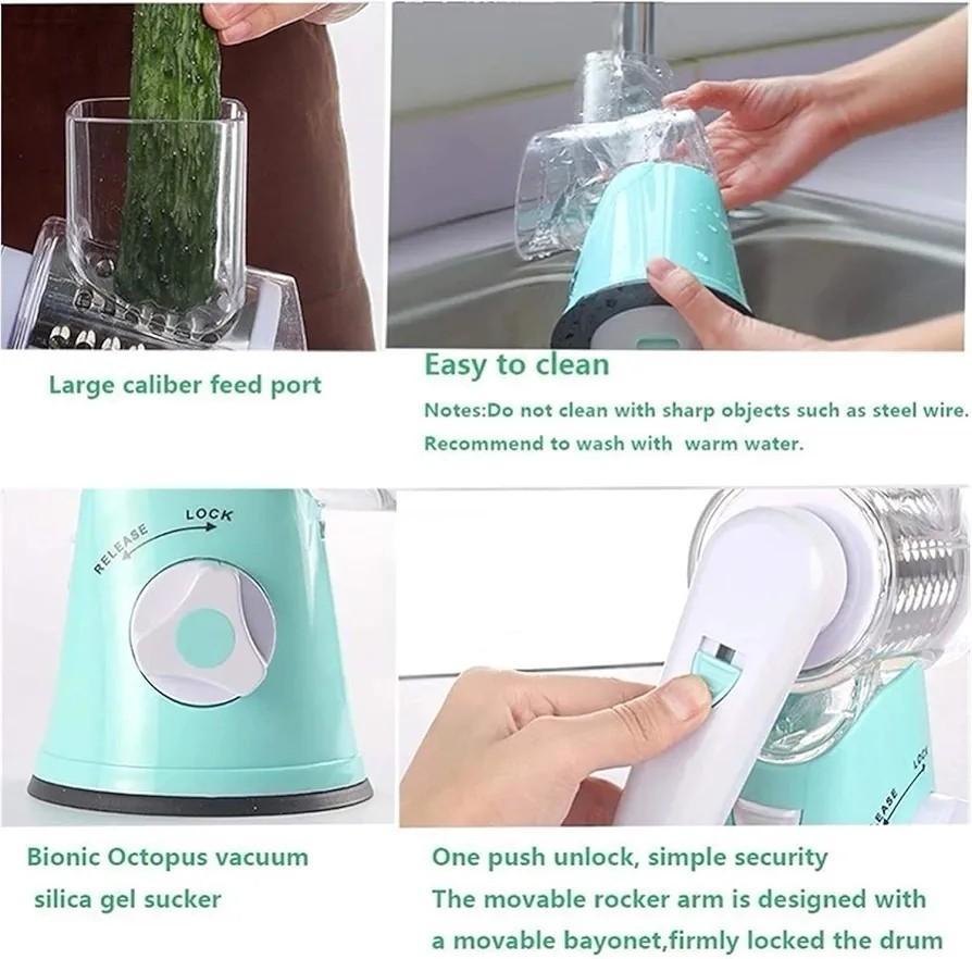 3-in-1 Manual Vegetable Slicer & Shredder | Easy Kitchen Cutter Machine